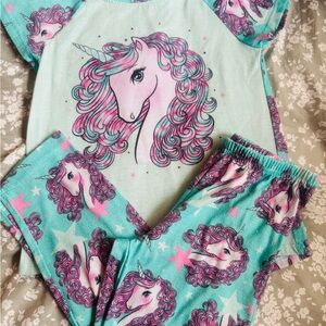 The children’s place Unicorn Print Kids Pajamas - Mint and Pink size 5/6